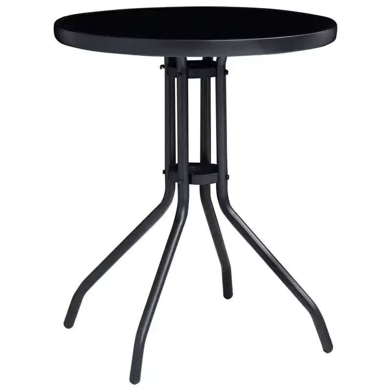 vidaXL Bistro Set Black Powder-coated aluminum, textilene, glass, steel