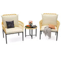 Bistro Set 3-Piece, Patio Conversation Set, All-Weather Wicker Outdoor Sectional Furniture Chairs with Table & Cushions, for Garden, Patio, Deck