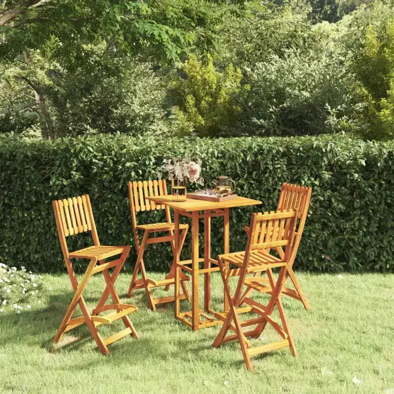 vidaXL Bistro Set Outdoor Patio Bistro Table and Chair Set Solid Wood Acacia