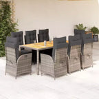 vidaXL Patio Dining Set with Cushions Table and Chairs Bistro Set Poly Rattan - Gray Without footrest 8-Piece