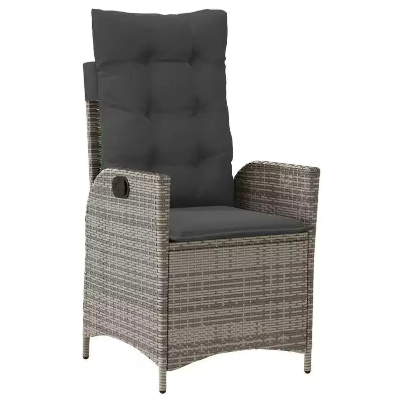 vidaXL Patio Dining Set with Cushions Table and Chairs Bistro Set Poly Rattan - Gray Without footrest 8-Piece
