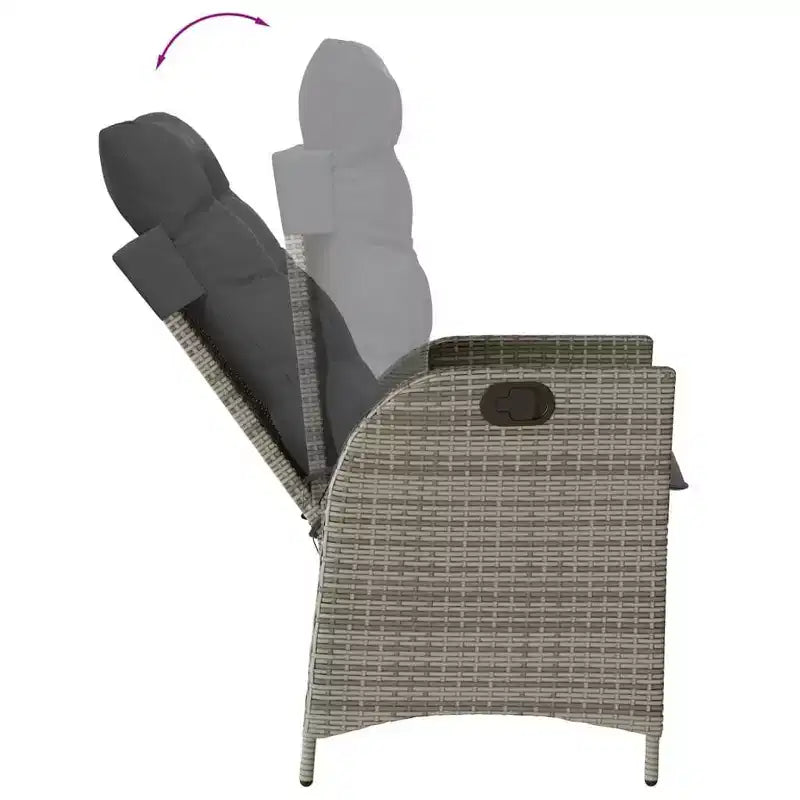 vidaXL Patio Dining Set with Cushions Table and Chairs Bistro Set Poly Rattan - Gray Without footrest 8-Piece