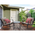 Kozyard 3 Piece Outdoor Rocking Chairs Patio Bistro Set with Table and Cushions for Garden Porch Backyard Bistro