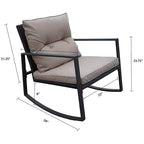 Kozyard 3 Piece Outdoor Rocking Chairs Patio Bistro Set with Table and Cushions for Garden Porch Backyard Bistro