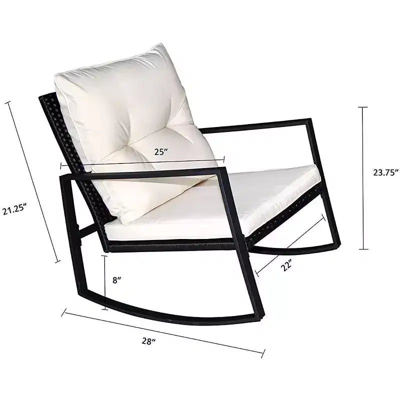 Kozyard 3 Piece Outdoor Rocking Chairs Patio Bistro Set with Table and Cushions for Garden Porch Backyard Bistro