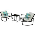 Kozyard 3 Piece Outdoor Rocking Chairs Patio Bistro Set with Table and Cushions for Garden Porch Backyard Bistro