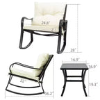 Kozyard 3 Piece Outdoor Patio Set With Cushions-Rocking Chair for Balcony, Lawn and Porch