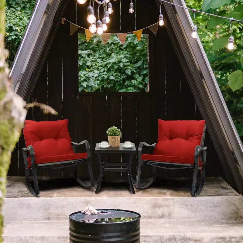 Kozyard 3 Piece Outdoor Patio Set With Cushions-Rocking Chair for Balcony, Lawn and Porch