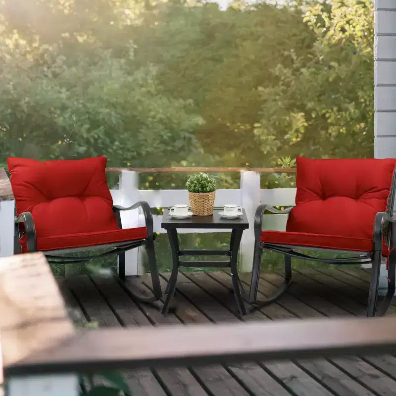 Kozyard 3 Piece Outdoor Patio Set With Cushions-Rocking Chair for Balcony, Lawn and Porch
