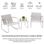 Kozyard 3 Pieces Patio Bistro Set with Gray Breathable Textilence Seating Powder Coated Metal Frame for Garden Poolside Backyard