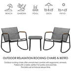 Kozyard 3 Pieces Patio Bistro Set with Gray Breathable Textilence Seating Powder Coated Metal Frame for Garden Poolside Backyard