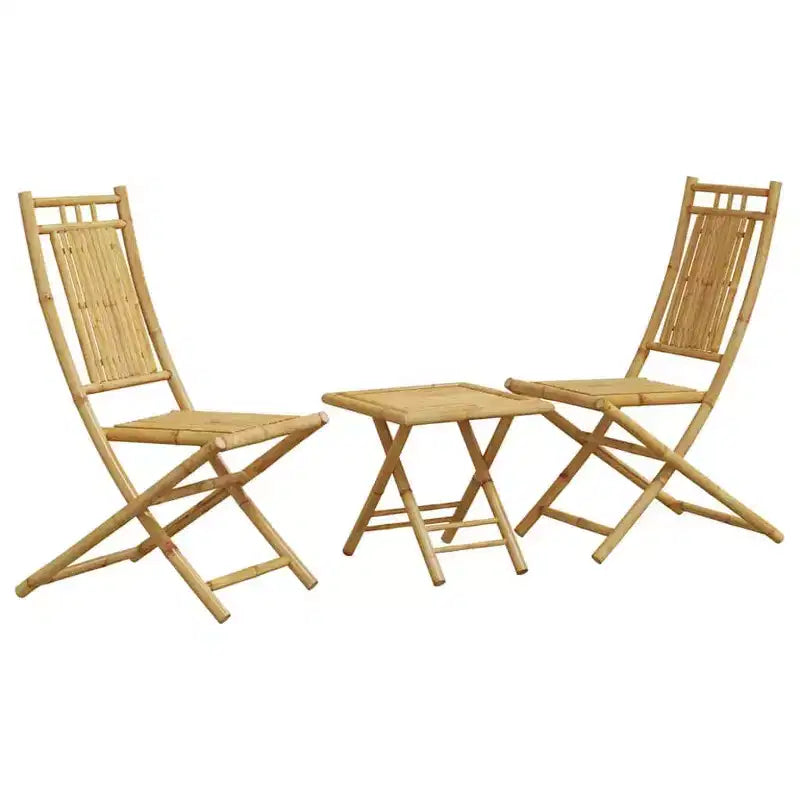 vidaXL Bistro Set Natural Bamboo Foldable Square Rustic