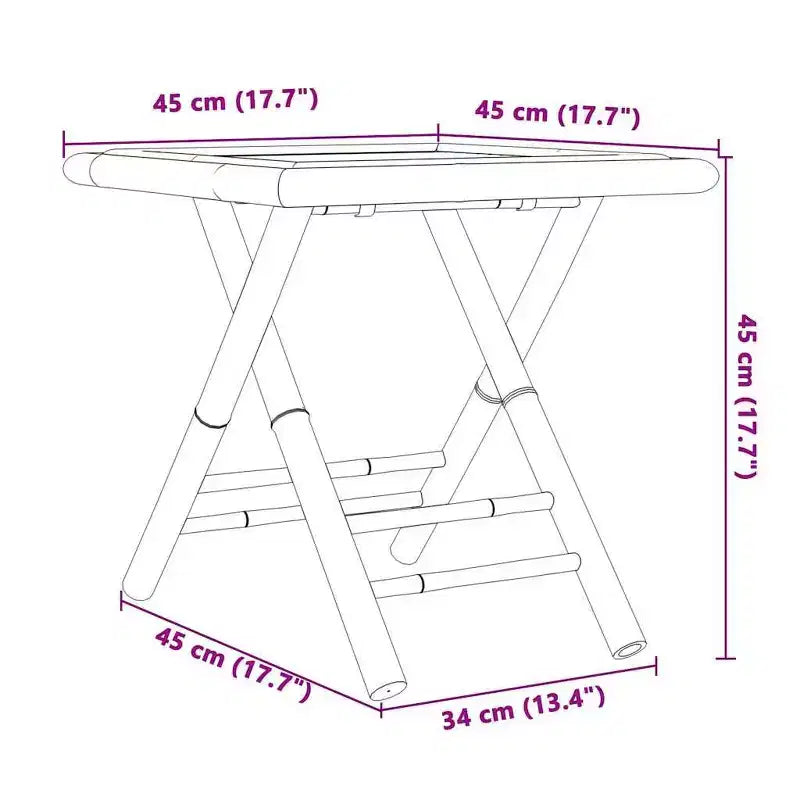vidaXL Bistro Set Natural Bamboo Foldable Square Rustic
