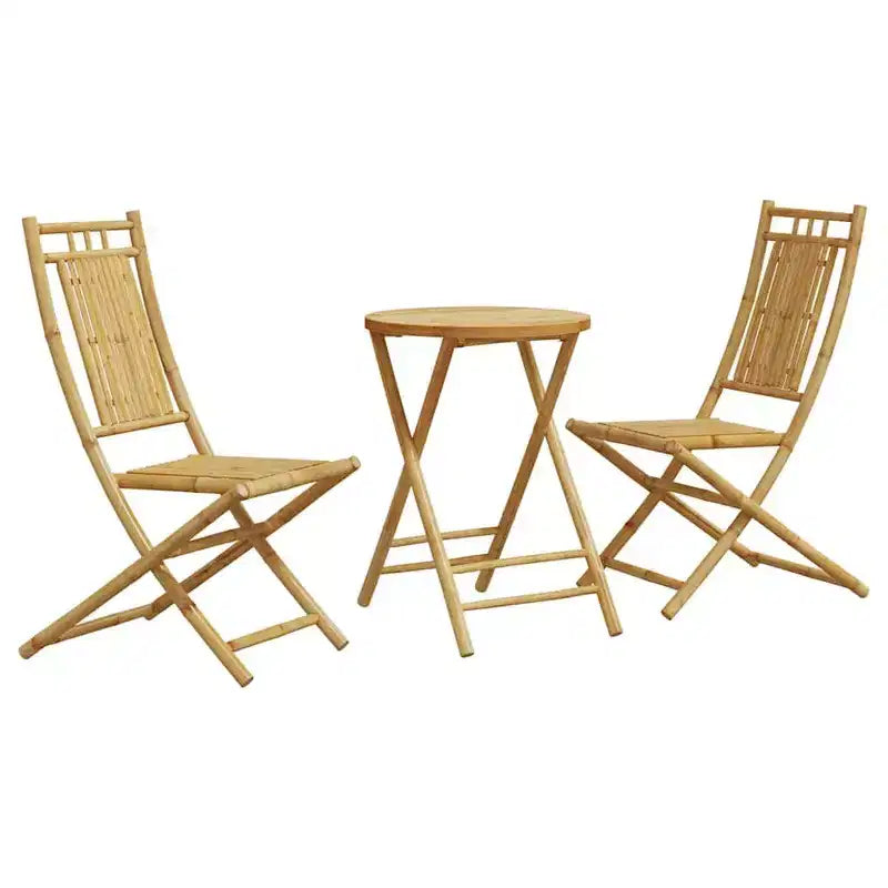 vidaXL Bistro Set Natural Bamboo Medium Foldable Bistro Set