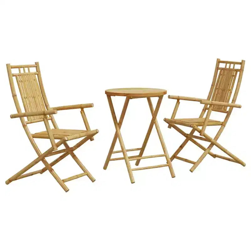 vidaXL Bistro Set Natural Bamboo 2-Seater Foldable Bistro Set