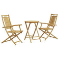 vidaXL Bistro Set Natural Bamboo 2-Seater Foldable Bistro Set