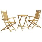 vidaXL Bistro Set Natural Bamboo 2-Seater Foldable Bistro Set