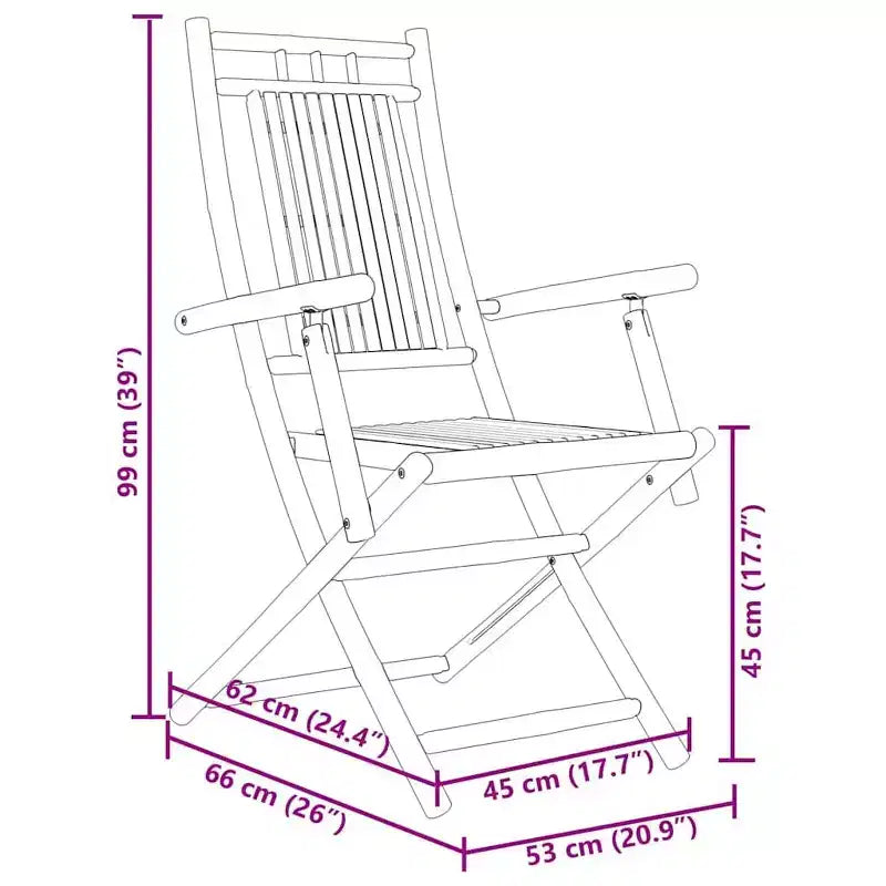 vidaXL Bistro Set Natural Bamboo 2-Seater Foldable Bistro Set