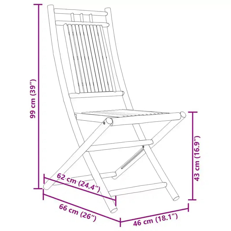 vidaXL Bistro Set Natural Bamboo 3 Piece Set Foldable