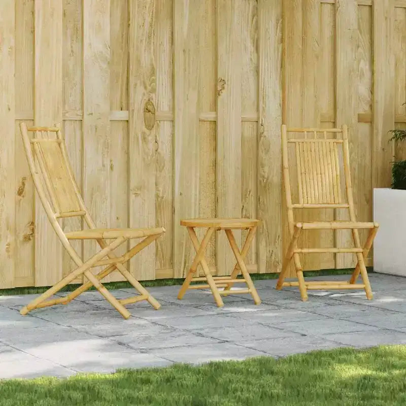 vidaXL Bistro Set Natural Bamboo 3 Piece Set Foldable