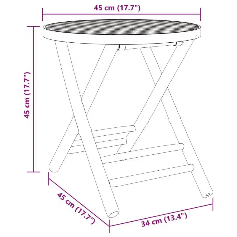vidaXL Bistro Set Natural Bamboo 3 Piece Set Foldable