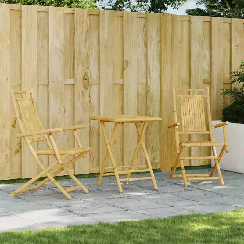 vidaXL Bistro Set Natural Bamboo Bamboo Medium Foldable Bistro Set