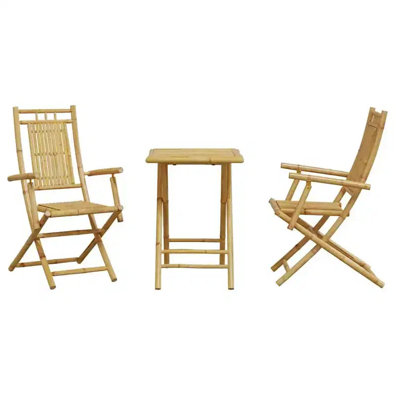 vidaXL Bistro Set Natural Bamboo Bamboo Medium Foldable Bistro Set