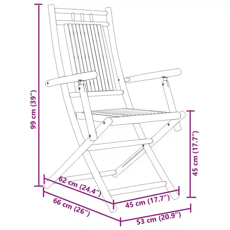 vidaXL Bistro Set Natural Bamboo 3 Piece Foldable Set