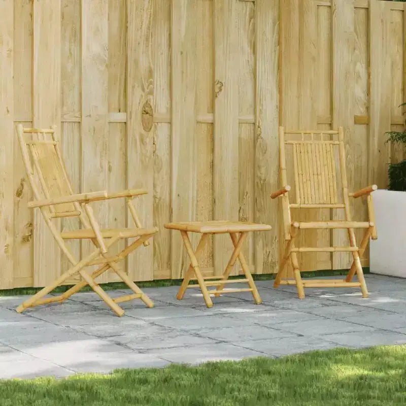 vidaXL Bistro Set Natural Bamboo 3 Piece Foldable Set
