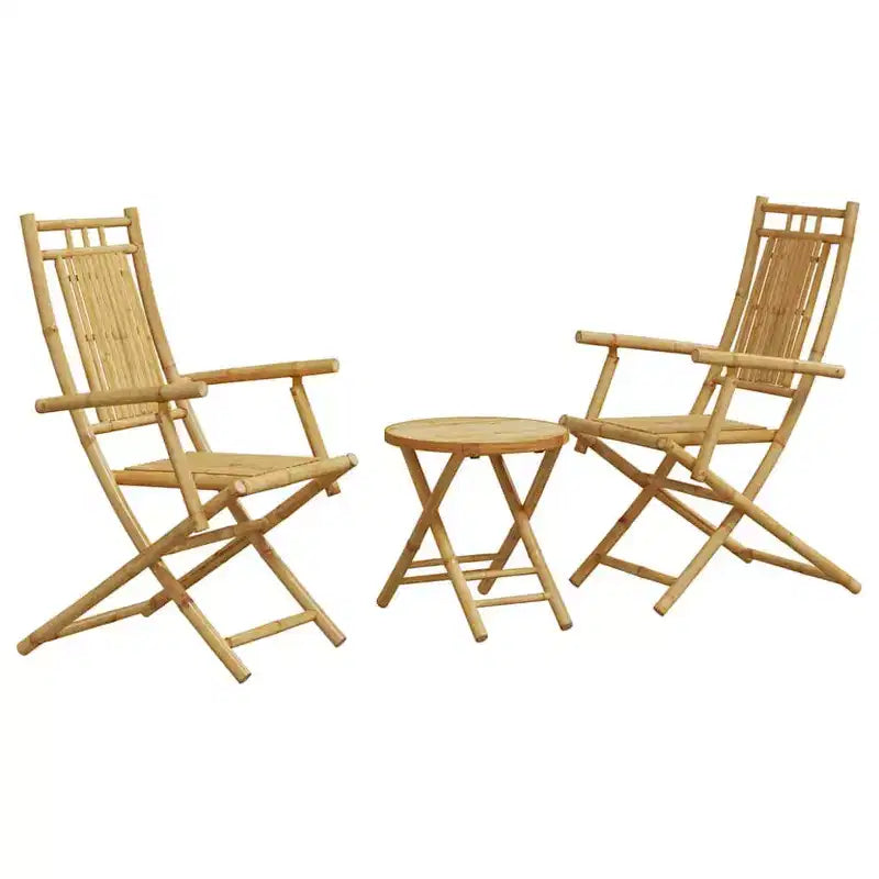 vidaXL Bistro Set Natural Bamboo Compact Foldable Bistro Set