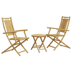 vidaXL Bistro Set Natural Bamboo Compact Foldable Bistro Set