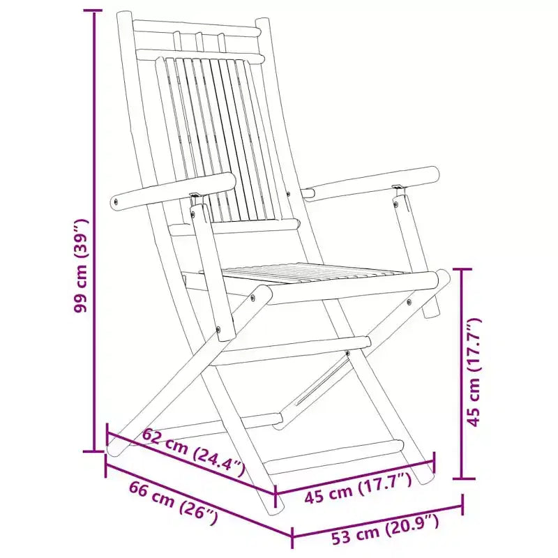 vidaXL Bistro Set Natural Bamboo Compact Foldable Bistro Set