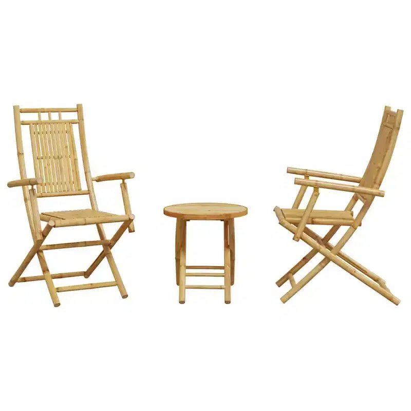 vidaXL Bistro Set Natural Bamboo Compact Foldable Bistro Set