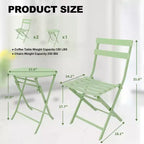 COZONY 3-Piece Folding Bistro Set with 2 Chairs and Table, Steel Outdoor Patio Furniture for Balcony Garden Patio