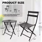 COZONY 3-Piece Folding Bistro Set with 2 Chairs and Table, Steel Outdoor Patio Furniture for Balcony Garden Patio