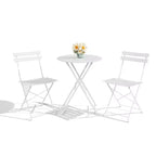 COZONY 3-Piece Folding Bistro Set with 2 Chairs and Table, Steel Outdoor Patio Furniture for Balcony Garden Patio