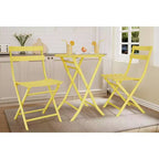 COZONY 3-Piece Folding Bistro Set with 2 Chairs and Table, Steel Outdoor Patio Furniture for Balcony Garden Patio