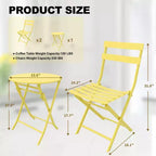 COZONY 3-Piece Folding Bistro Set with 2 Chairs and Table, Steel Outdoor Patio Furniture for Balcony Garden Patio