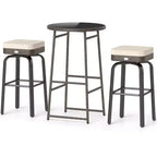 Costway 3 PCS Outdoor Swivel Bar Set with 2 Chairs, Tempered Glass Top, Soft Cushions