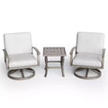 HAPPATIO Aluminum Outdoor Bistro Set, 3 Piece Swivel Patio Chairs with Cushions and Side Table, Patio Furniture Set for Backyard Porch (Gray)