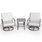 HAPPATIO Aluminum Outdoor Bistro Set, 3 Piece Swivel Patio Chairs with Cushions and Side Table, Patio Furniture Set for Backyard Porch (Gray)