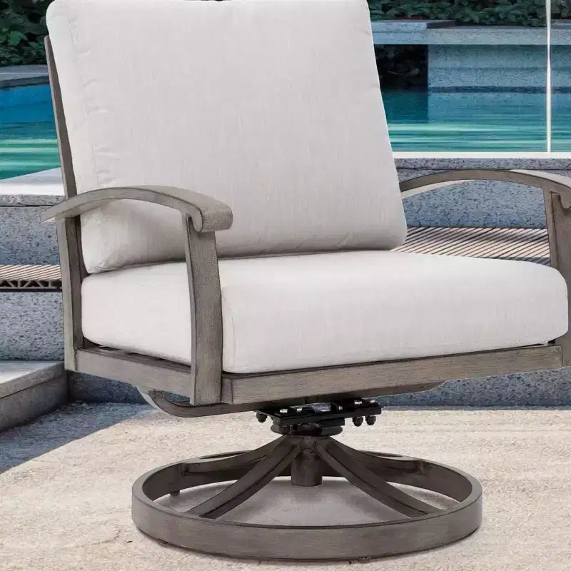 HAPPATIO Aluminum Outdoor Bistro Set, 3 Piece Swivel Patio Chairs with Cushions and Side Table, Patio Furniture Set for Backyard Porch (Gray)