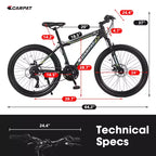 Zeus & Ruta 24 Mountain Bike with 21-Speed Gears, Dual Disc Brakes, Durable Steel Frame Bicycle for Boys and Girls