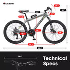 Zeus & Ruta 24 Mountain Bike with 21-Speed Gears, Dual Disc Brakes, Durable Steel Frame Bicycle for Boys and Girls