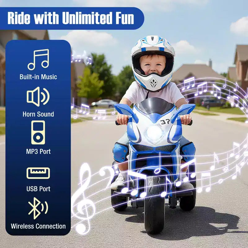 Costway Kids Ride on Motorcycle 6V Battery Powered Mini Electric Motorbike with LED Lights Navy/Pink/Red/Black