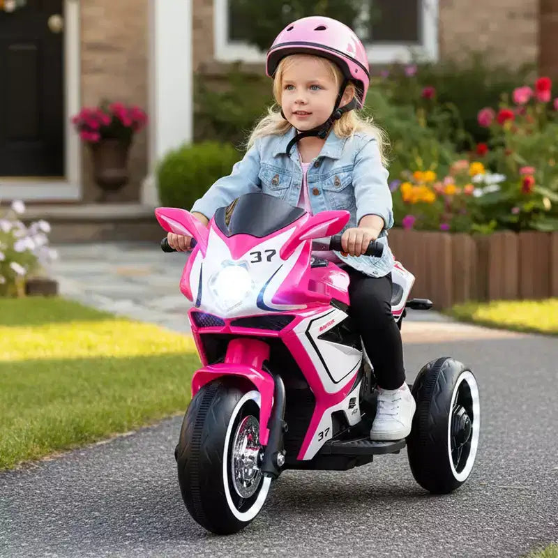 Costway Kids Ride on Motorcycle 6V Battery Powered Mini Electric Motorbike with LED Lights Navy/Pink/Red/Black
