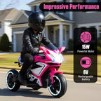 Costway Kids Ride on Motorcycle 6V Battery Powered Mini Electric Motorbike with LED Lights Navy/Pink/Red/Black