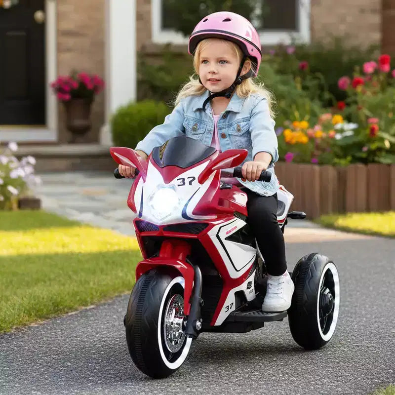 Costway Kids Ride on Motorcycle 6V Battery Powered Mini Electric Motorbike with LED Lights Navy/Pink/Red/Black
