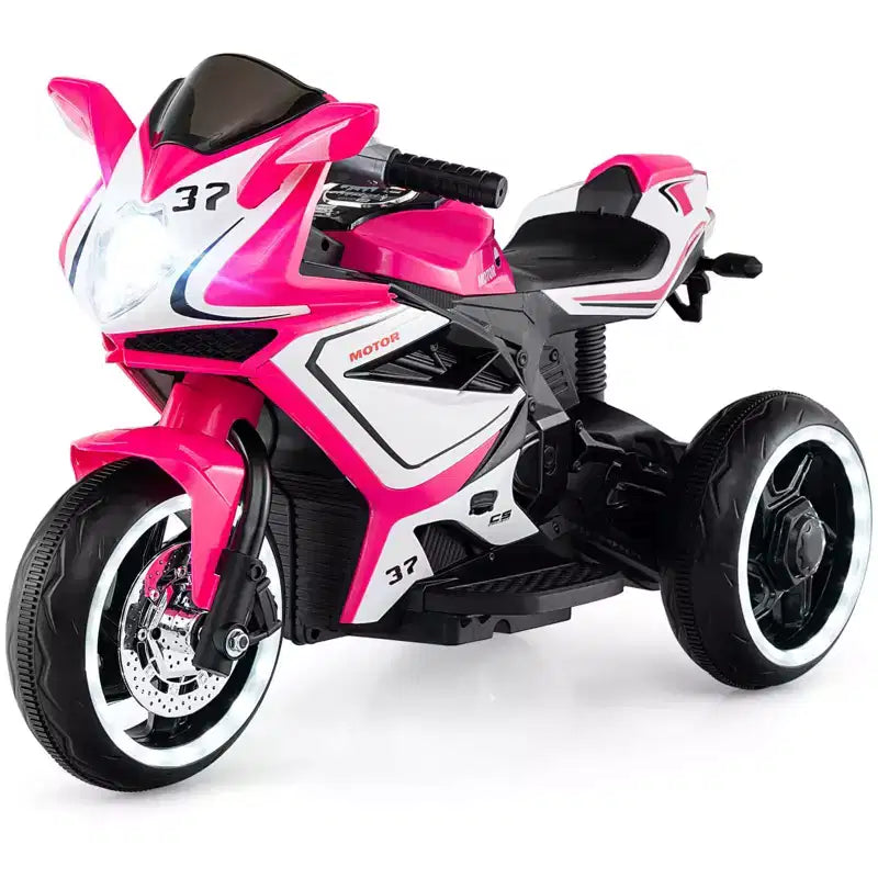 Costway Kids Ride on Motorcycle 6V Battery Powered Mini Electric Motorbike with LED Lights Navy/Pink/Red/Black