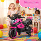Costway 6V Kids Motorcycle with Music, Horn, Detachable Training Wheels & LED Headlights Pink/Red/Navy/White